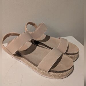 Aloha Island Beige Strappy Espadrille Sandals Size 8